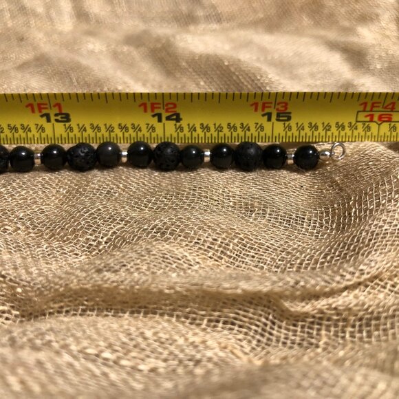 Black natural stone & sterling silver choker - Picture 5 of 9